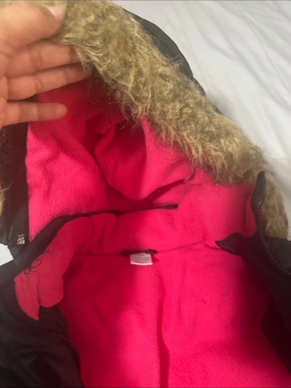 Arizona Jean Company Black Puffer Jacket with Pink Fleece Lining